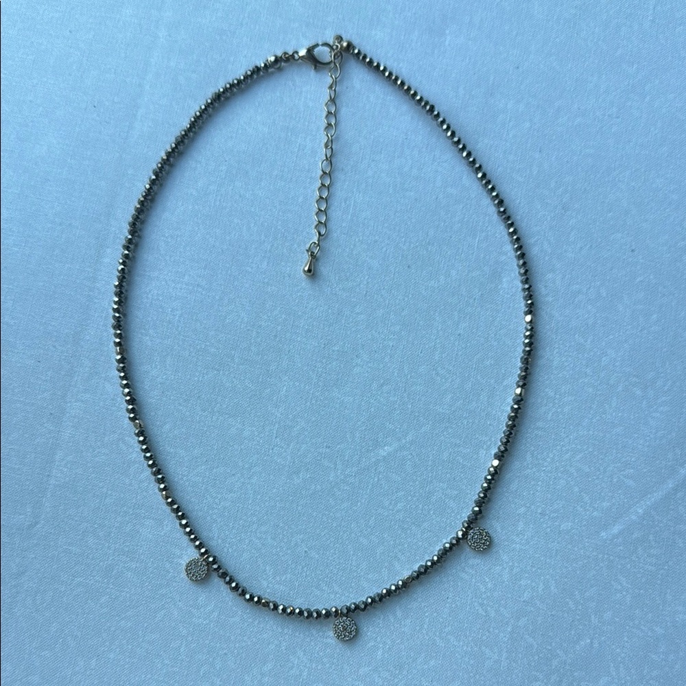 Minimalist Silver Beaded Necklace with‎ Adjustable Length